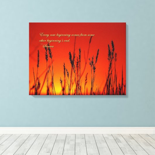 Sunset Silhouette Inspirerend Canvas Afdruk (Insitu (Houten vloer))