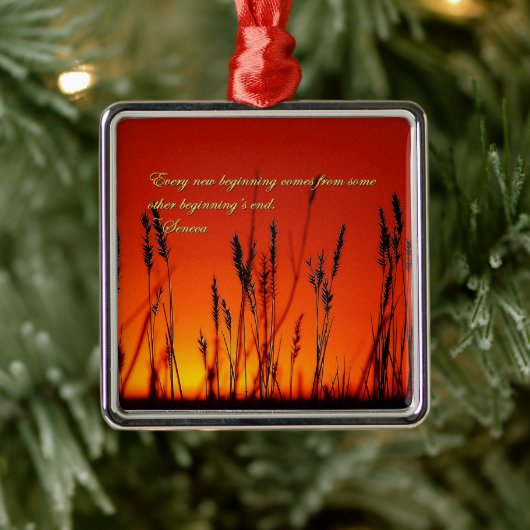 Sunset Silhouette-Inspirerend Metalen Ornament (Boom)