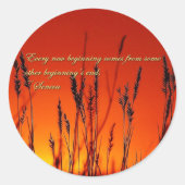 Sunset Silhouette Inspirerend Ronde Sticker (Voorkant)