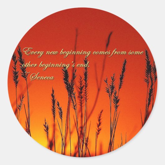 Sunset Silhouette Inspirerend Ronde Sticker (Voorkant)