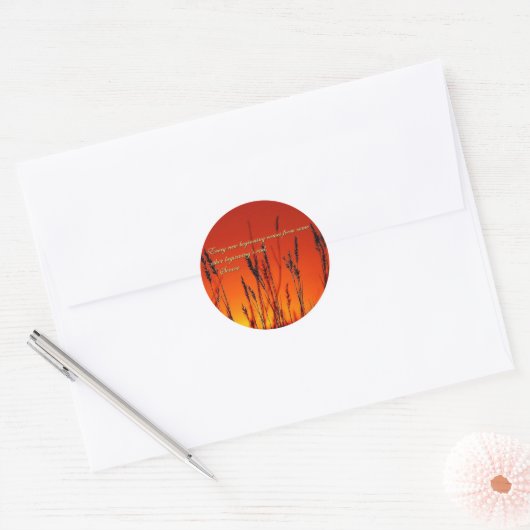Sunset Silhouette Inspirerend Ronde Sticker (Envelop)