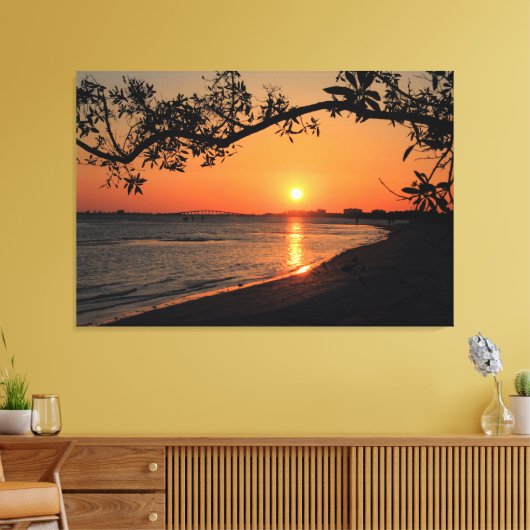 Sunset Silhouette met Tree Branch Canvas Afdruk (Insitu (Woonkamer))