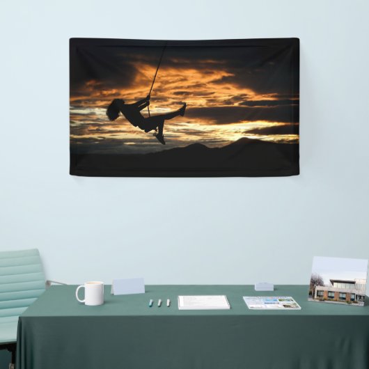 Sunset Silhouette of Girl op Swing Spandoek (Beurs)