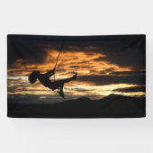 Sunset Silhouette of Girl op Swing Spandoek (Horizontaal)