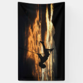 Sunset Silhouette of Girl op Swing Spandoek (Verticaal)