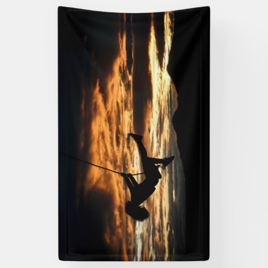 Sunset Silhouette of Girl op Swing Spandoek (Verticaal)