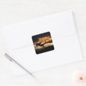 Sunset Silhouette of Girl op Swing Vierkante Sticker (Envelop)