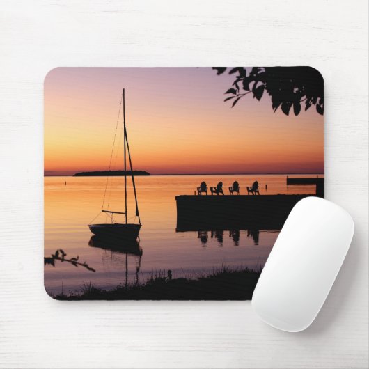 Sunset Silhouette op het Mousepad-meer Muismat (Met muis)
