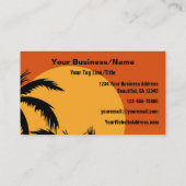 Sunset Silhouette Palm Trees Tropical Beach Visitekaartje (Achterkant)