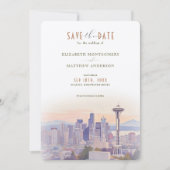Sunset Silhouette Seattle Save-the-Date Kaart (Voorkant)