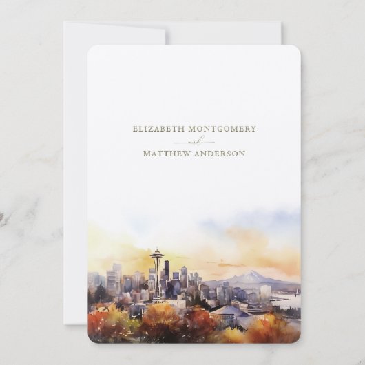 Sunset Silhouette Seattle Save-the-Date Kaart (Achterkant)