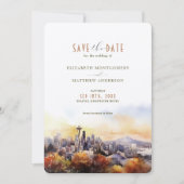 Sunset Silhouette Seattle Save-the-Date Kaart (Voorkant)