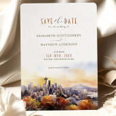 Sunset Silhouette Seattle Save-the-Date Kaart
