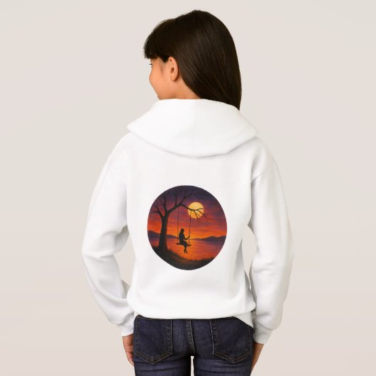 Sunset Silhouette Swing Art Kids’ Hoodie (Achterkant volledig)