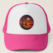 Sunset Silhouette Swing Art Trucker Hat Trucker Pet (Voorkant)