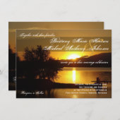 Sunset Silhouette Tree Lake Wedding Invitting Kaart (Voorkant / Achterkant)