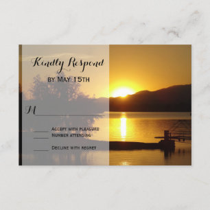 Sunset Silhouette Tree Lake Wedding RSVP-kaarten RSVP Kaartje