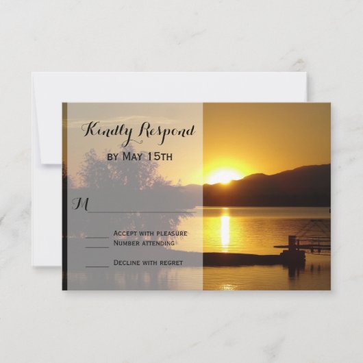 Sunset Silhouette Tree Lake Wedding RSVP-kaarten RSVP Kaartje (Voorkant)