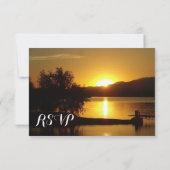 Sunset Silhouette Tree Lake Wedding RSVP-kaarten RSVP Kaartje (Achterkant)