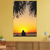 Sunset Silhouette: Tropical Serenity Canvas Afdruk (Insitu (Woonkamer))