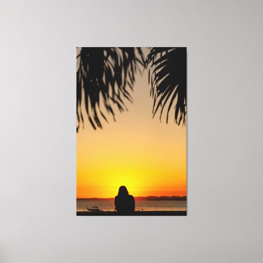 Sunset Silhouette: Tropical Serenity Canvas Afdruk (Voorkant)