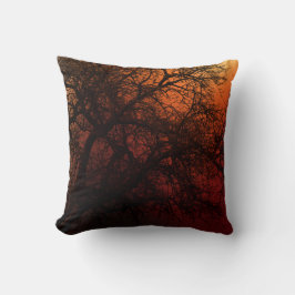 Sunset Silhouette Winter Tree Kussen