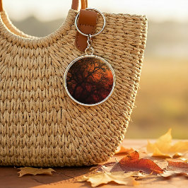 Sunset Silhouette Winter Tree Sleutelhanger