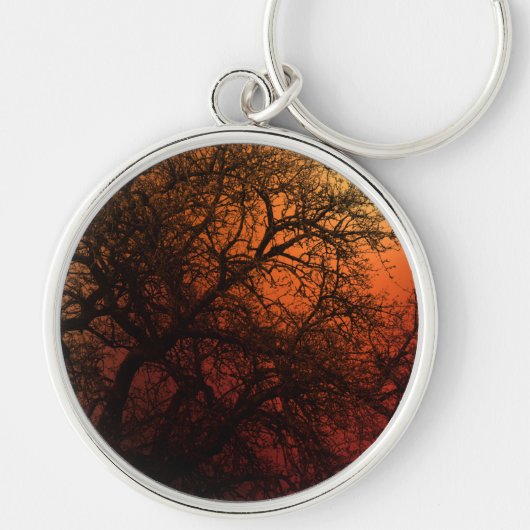 Sunset Silhouette Winter Tree Sleutelhanger (Voorkant)