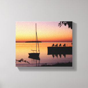Sunset Silhouette Wrapped Canvas Afdruk