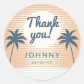 Sunset sinaasappel Blauw Dank u Ronde Sticker (Voorkant)