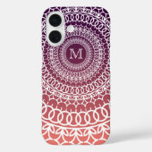 Sunset Sinaasappel en Violet Mandala Monogram Case-Mate iPhone Case (Achterkant)