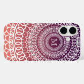 Sunset Sinaasappel en Violet Mandala Monogram Case-Mate iPhone Case (Achterkant (horizontaal))
