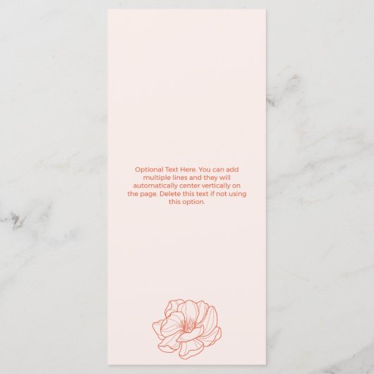 Sunset Sinaasappel Formele Elegante bruiloft Menu (Achterkant)