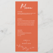 Sunset Sinaasappel Formele Elegante bruiloft Menu (Voorkant)