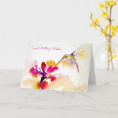 "Sunset Sip" Hummingbird Print Kaart (Gele Bloem)