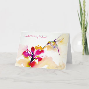 "Sunset Sip" Hummingbird Print Kaart