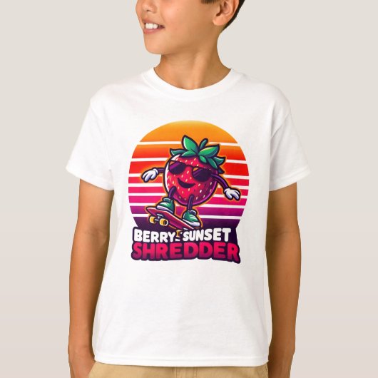 Sunset Skateboarden Aardbei T-shirt (Voorkant)