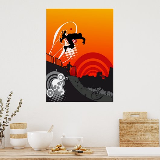 Sunset Skateboarder Poster (Keuken)
