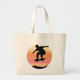 Sunset Skater Silhouette - Minimal Schaats Art Grote Tote Bag