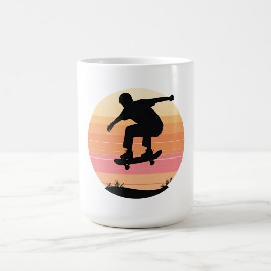 Sunset Skater Silhouette - Minimal Schaats Art Koffiemok (Center)