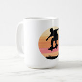 Sunset Skater Silhouette - Minimal Schaats Art Koffiemok (Voorkant links)