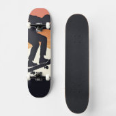 Sunset Skater Silhouette - Minimal Schaats Art Persoonlijk Skateboard (Voorkant)