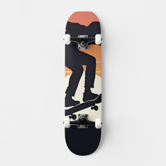 Sunset Skater Silhouette - Minimal Schaats Art Persoonlijk Skateboard (Voorkant)