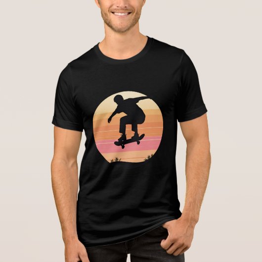 Sunset Skater Silhouette - Minimal Schaats Art Tri-Blend Shirt (Voorkant)
