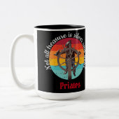 Sunset Skeleton Pirate Party Tweekleurige Koffiemok (Links)