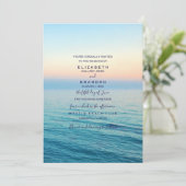 Sunset Skies Beach Ocean Wedding Invitation Kaart (Staand voorkant)