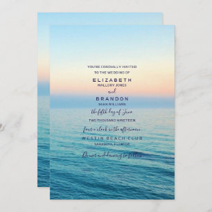 Sunset Skies Beach Ocean Wedding Invitation Kaart