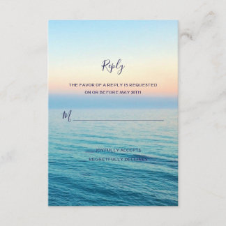 Sunset Skies Beach Ocean Wedding RSVP Kaartje