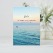Sunset Skies Beach Ocean Wedding RSVP Kaartje (Staand voorkant)