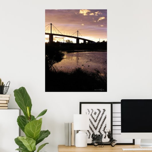 Sunset Skies bij Westgate Bridge, Poster Melbourne (Thuiskantoor)